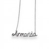 Necklace with wire name, in 925 silver, 18k white gold plated