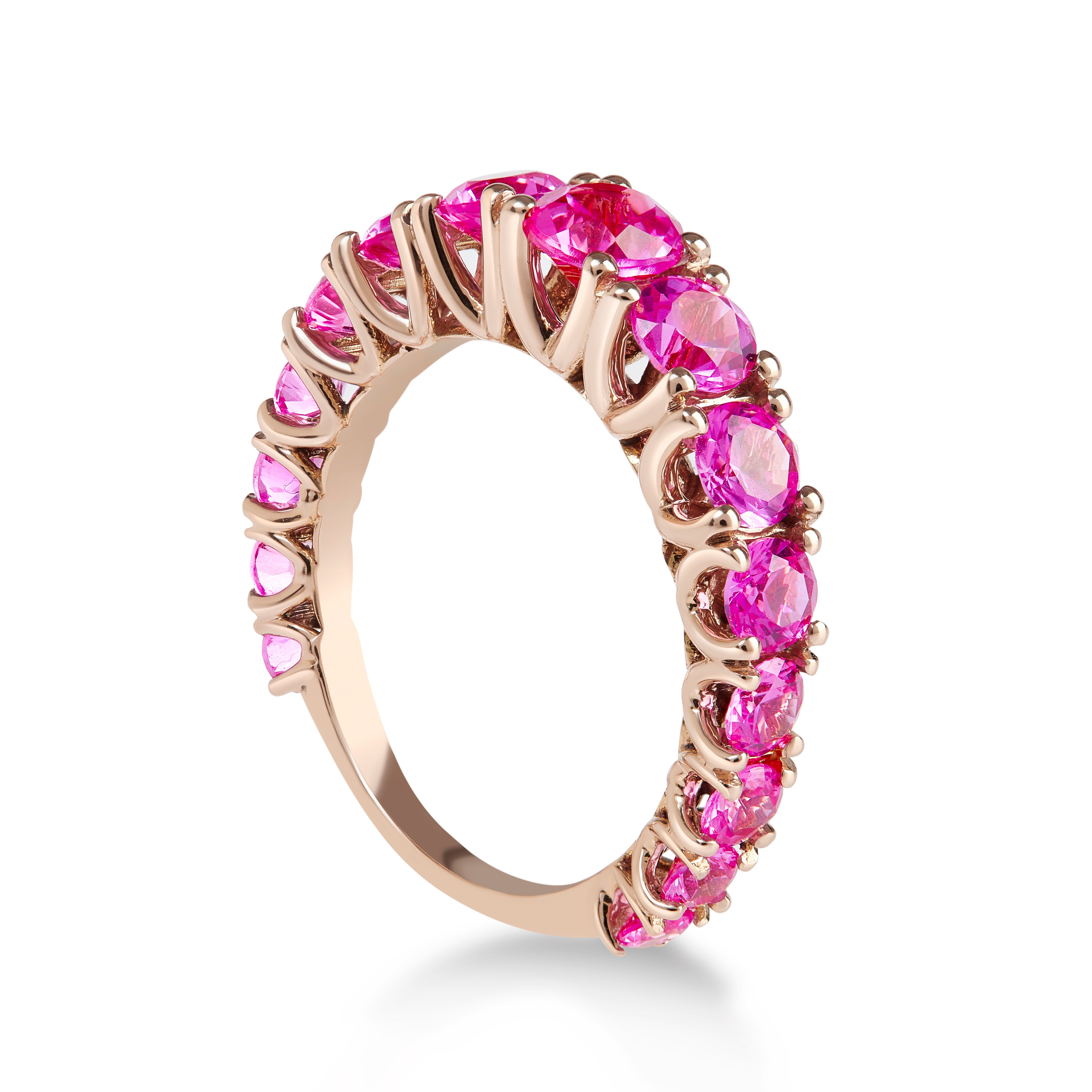 Anello Veretta a scalare zaffiro rosa Maison Gioielli